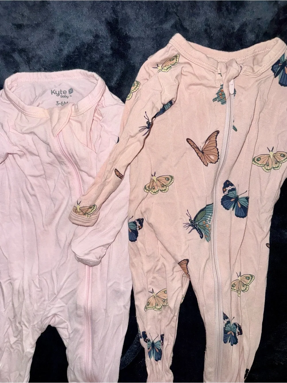 Bundle Kyte BABY Light Pink Footed One-Piece Sleepers with Butterfly Print.